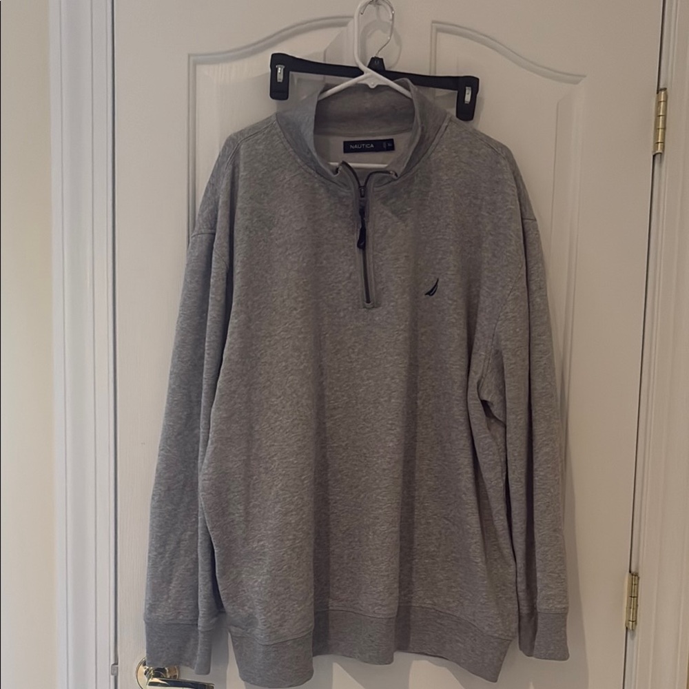 Nautica Gray Zip Up Sweater Soft Knit Casual